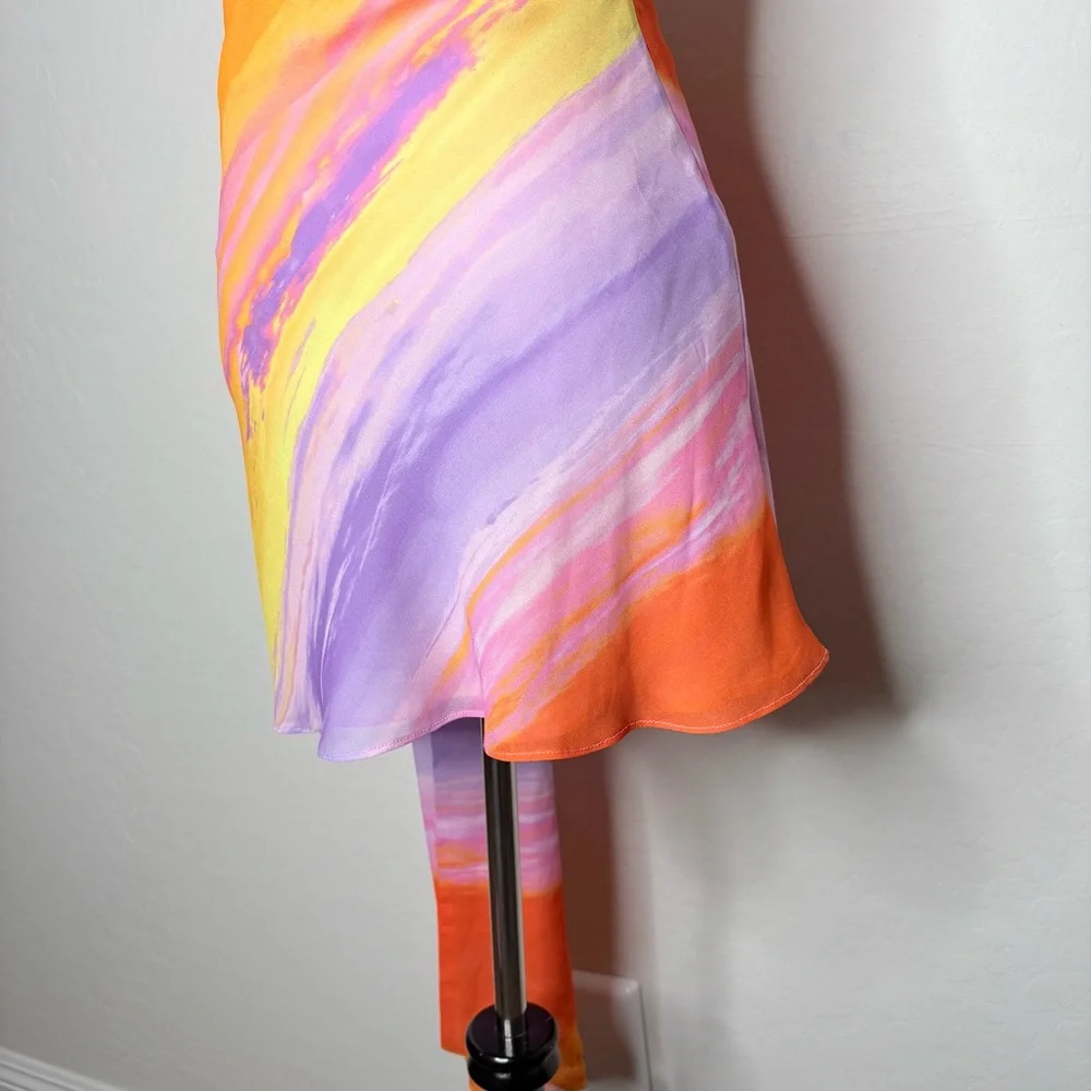 For Love & Lemons Sunny Mini Dress XS Sunset Tie Dye Orange Pink Resort Party - Picture 6 of 13